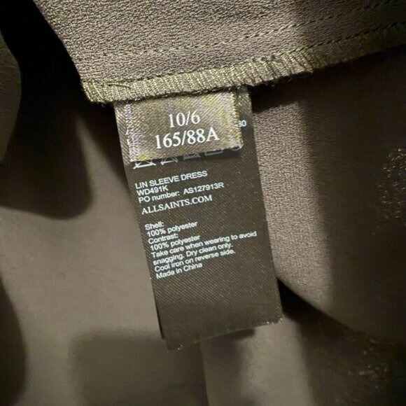 NWT Allsaints Lin Sleeve Dress Size 6 in Smoke Black - Picture 6 of 7